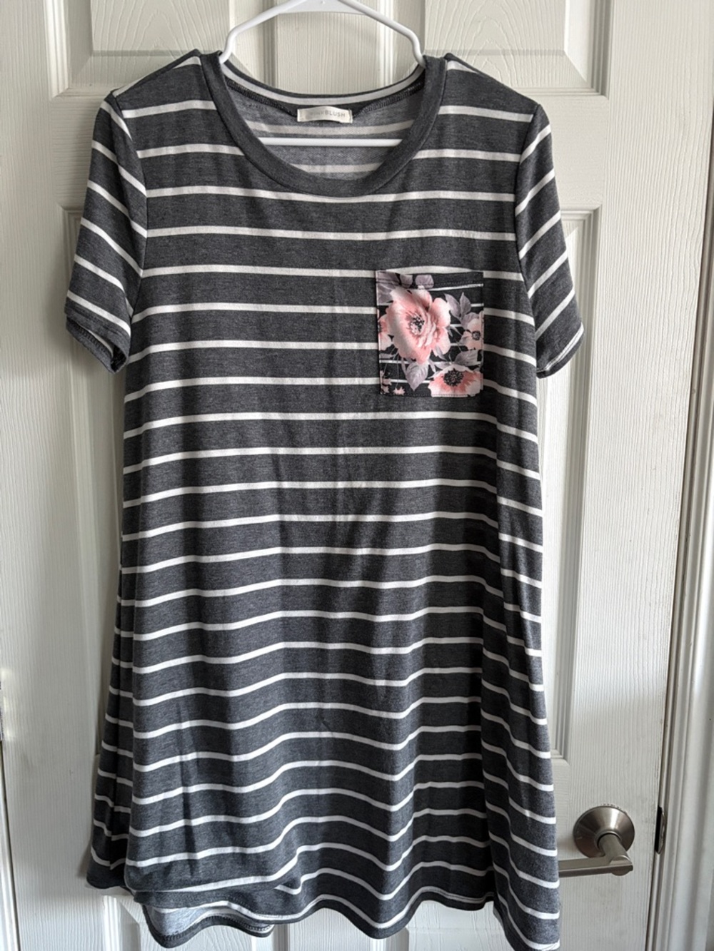 Pinkblush Gray and White Striped Top